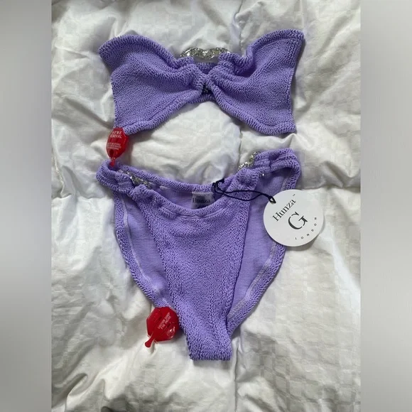 NWT hunza g nicole crinkle bikini set in lilac - Picture 7 of 7